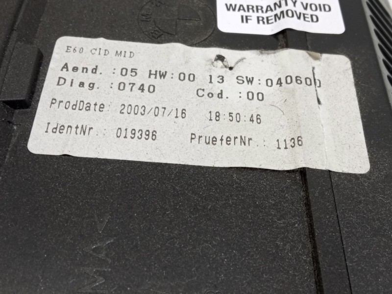 Recambio de pantalla multifuncion para bmw 5 (e60) 530 d referencia OEM IAM 6938109 65826938109 A2C53058873