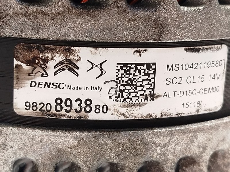 Recambio de alternador para peugeot 308 1.5 hdi referencia OEM IAM 9820893880  MS1042119580