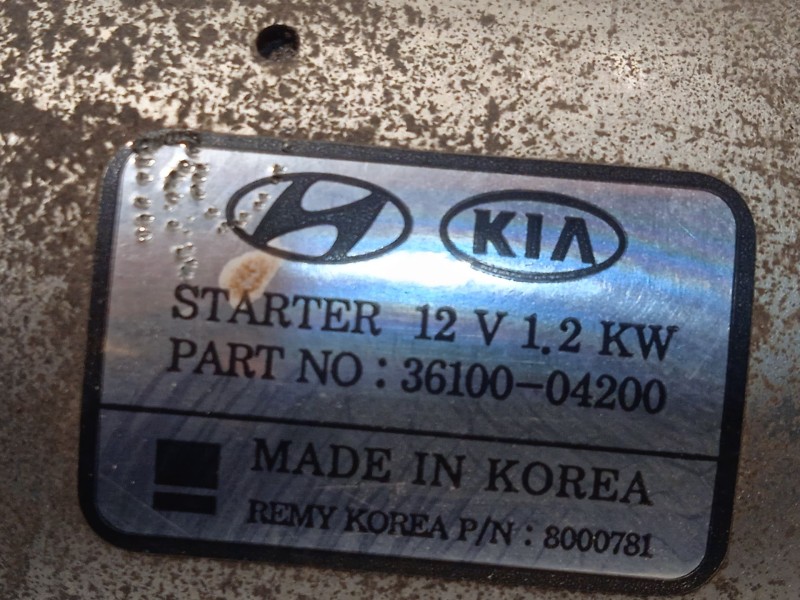 Recambio de motor arranque para hyundai kona 1.0 tgdi cat referencia OEM IAM 3610004200  