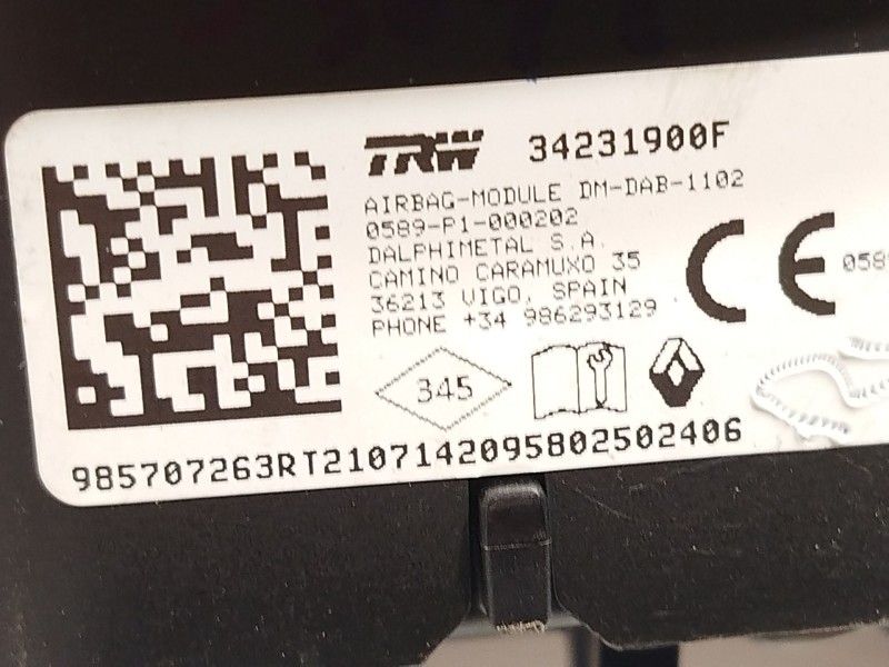 Recambio de kit airbag para renault clio v (b7_) tce 90 (b7mt) referencia OEM IAM 681009207R 985100834R 985157869R