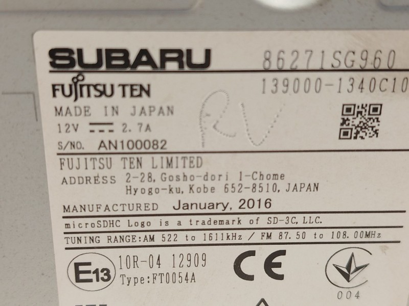Recambio de sistema navegacion gps para subaru forester sport referencia OEM IAM 86271SG960  1390001340c10