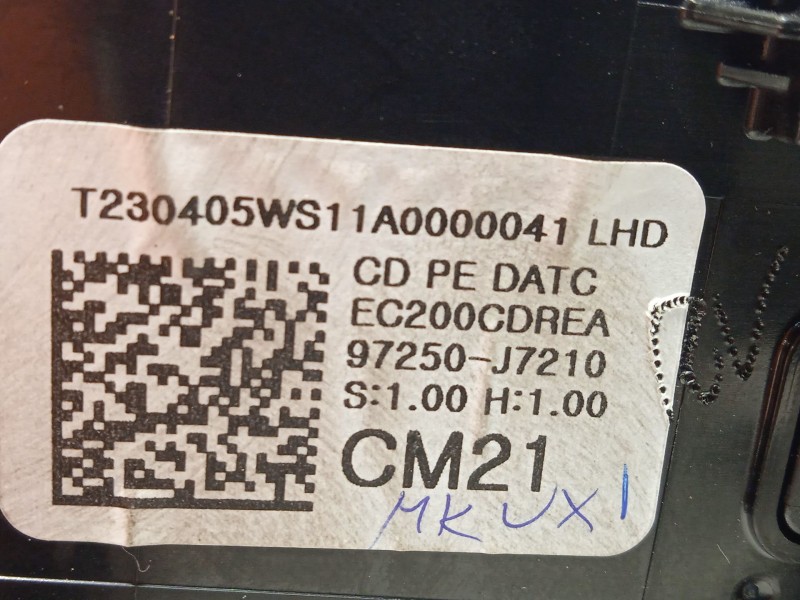 Recambio de mando climatizador para kia ceed (cd) 1.0 t-gdi referencia OEM IAM 97250J7210 97250J7210WK 