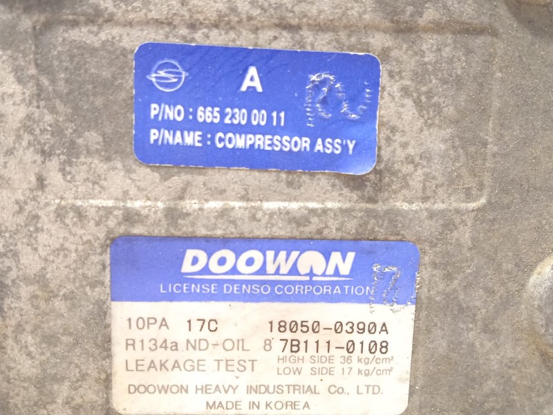 Recambio de compresor aire acondicionado para ssangyong rodius i 2.7 xdi referencia OEM IAM 6652300011  180500390A