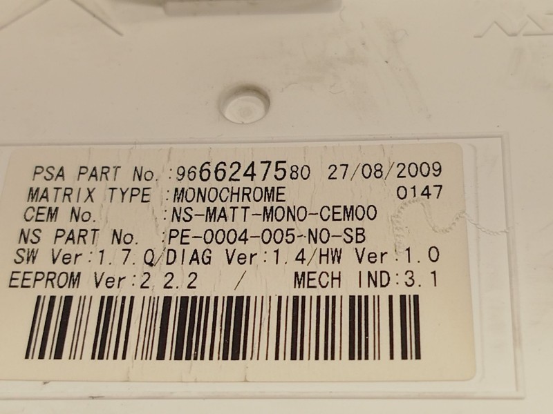 Recambio de cuadro instrumentos para peugeot 5008 (0u_, 0e_) 1.6 16v referencia OEM IAM 9666276280 9666247580 