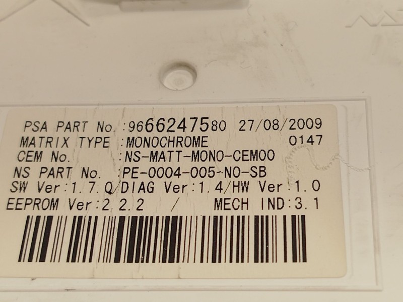 Recambio de cuadro instrumentos para peugeot 5008 (0u_, 0e_) 1.6 16v referencia OEM IAM 9666276280 9666247580 
