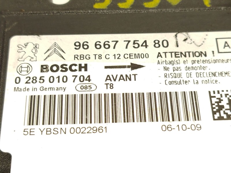 Recambio de centralita airbag para peugeot 5008 (0u_, 0e_) 1.6 16v referencia OEM IAM 9666775480  0285010704