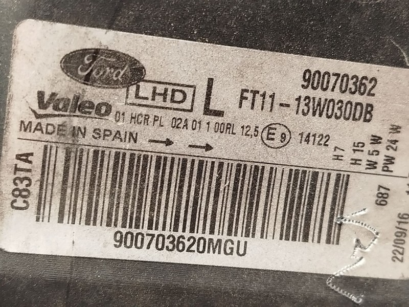 Recambio de faro izquierdo para ford transit connect monospace 1.5 tdci referencia OEM IAM FT1113W030DB 1949635 90070362