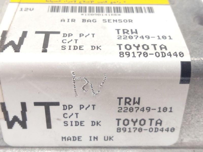Recambio de centralita airbag para toyota yaris 1.4 turbodiesel cat referencia OEM IAM 891700D440  220749101