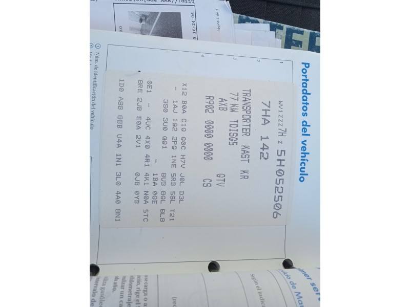 volkswagen transporter t5 furgoneta (7ha, 7hh, 7ea, 7eh) del año 2005