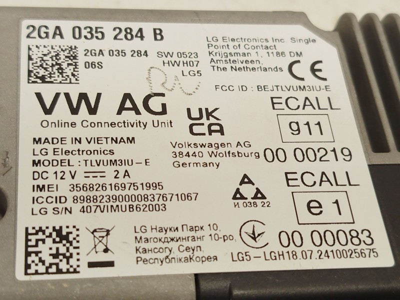 Recambio de modulo electronico para seat arona (kj7, kjp) 1.0 tsi referencia OEM IAM 2GA035284B  