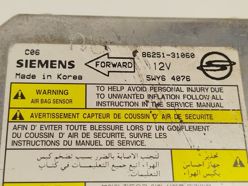 Recambio de centralita airbag para ssangyong actyon i 2.0 xdi referencia OEM IAM 8625131060  5WY64076