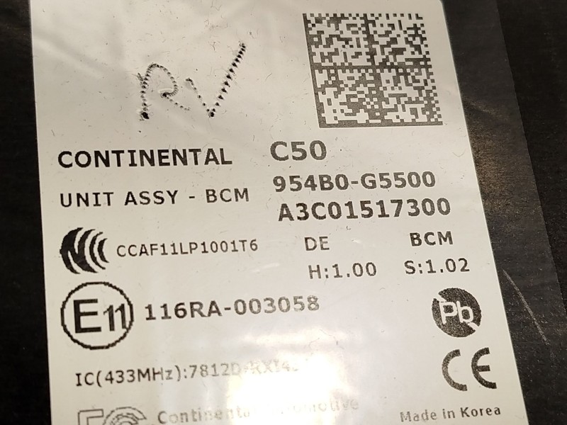 Recambio de modulo electronico para kia niro referencia OEM IAM 954B0G5500  A3C01517300