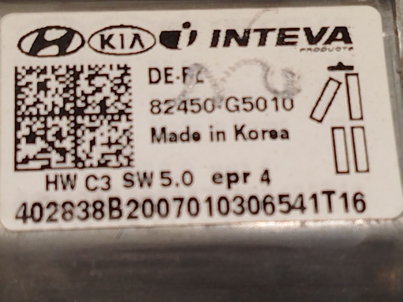 Recambio de elevalunas delantero izquierdo para kia niro referencia OEM IAM 82470G5110 82450G5010 