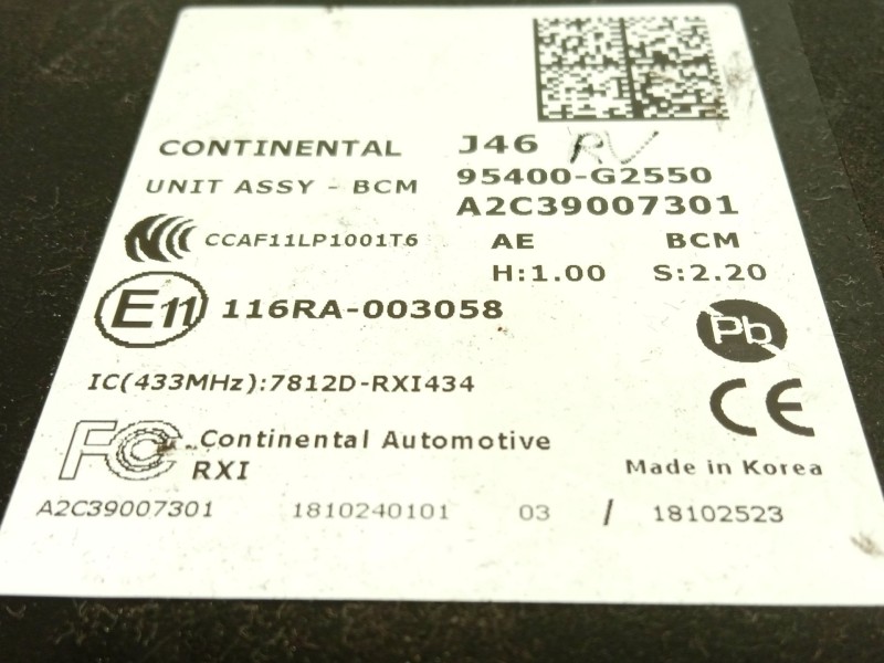 Recambio de modulo electronico para hyundai ioniq (ae) 1.6 gdi hybrid referencia OEM IAM 95400G2550  A2C39007301