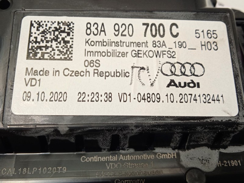 Recambio de cuadro instrumentos para audi q3 sportback (f3n) 35 tdi referencia OEM IAM 83A920700C  A3C0795640001