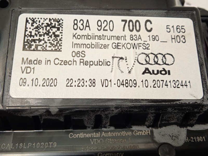 Recambio de cuadro instrumentos para audi q3 sportback (f3n) 35 tdi referencia OEM IAM 83A920700C  A3C0795640001