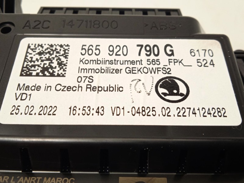 Recambio de cuadro instrumentos para skoda kodiaq i (ns6, ns7, nv7) 1.5 tsi referencia OEM IAM 565920790G  A3C0915180101