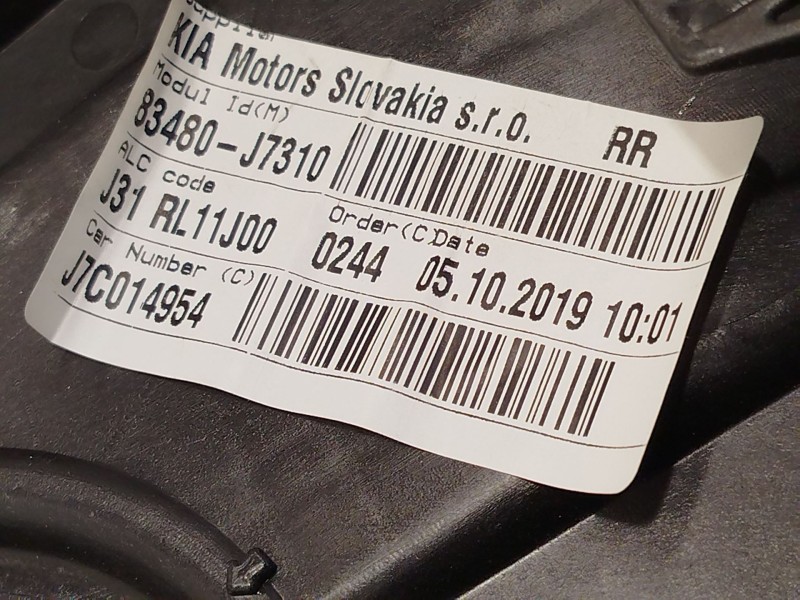 Recambio de elevalunas trasero derecho para kia xceed 1.4 tgdi cat referencia OEM IAM 83480J7310 83460J7020 F00S1W2277