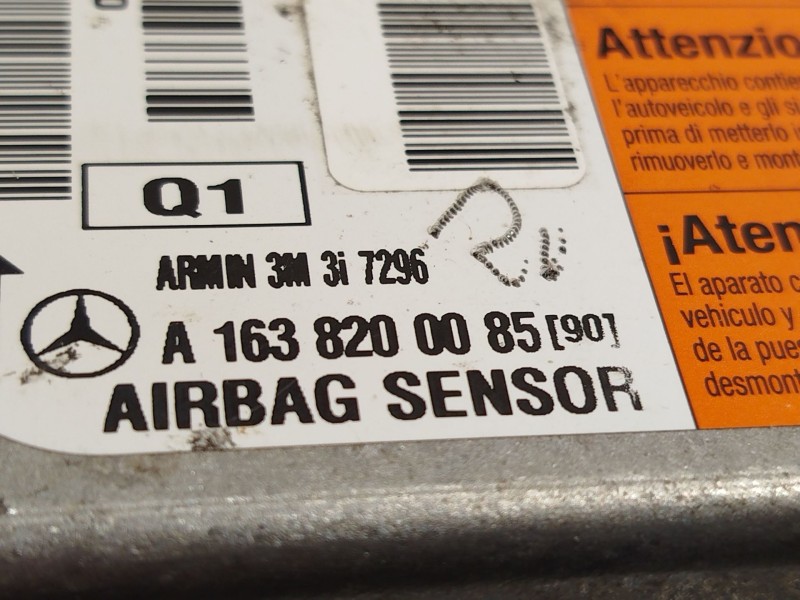 Recambio de centralita airbag para mercedes-benz clase m (w163) 400 cdi (163.128) referencia OEM IAM A1638200085  