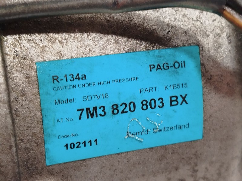 Recambio de compresor aire acondicionado para seat alhambra (7v9) 1.9 tdi referencia OEM IAM 7M3820803BX  