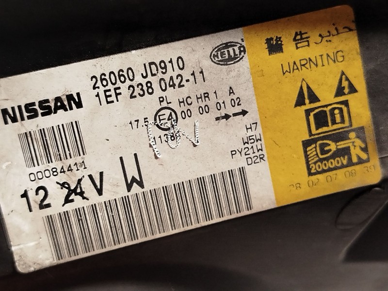 Recambio de faro izquierdo para nissan qashqai i (j10, nj10) 2.0 referencia OEM IAM 26060JD910  1EF238042