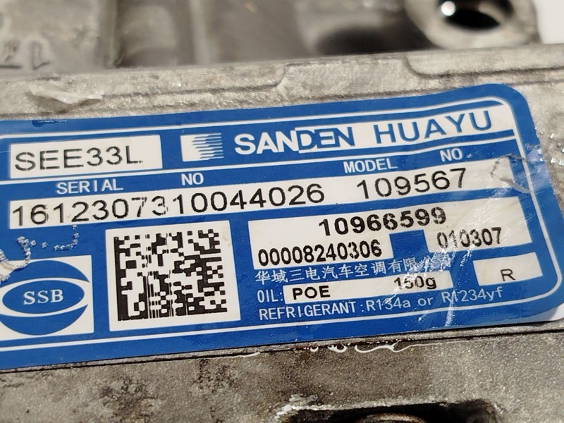 Recambio de compresor aire acondicionado para mg mg 4 (eh32) ev referencia OEM IAM 10966599  