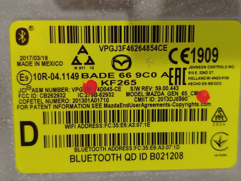 Recambio de sistema navegacion gps para mazda 2 lim. () 1.5 16v cat referencia OEM IAM D23N611J0 BADE669C0A 