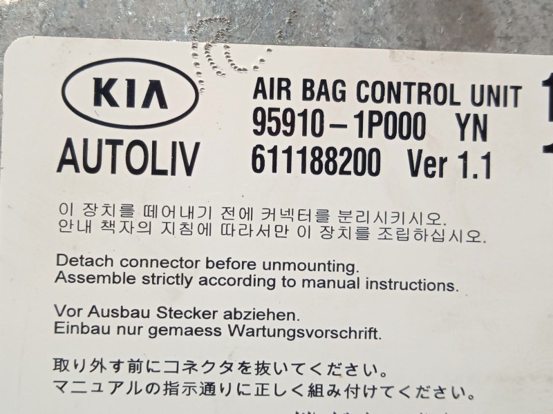 Recambio de centralita airbag para kia venga (yn) 1.6 crdi 128 referencia OEM IAM 959101P000  611188200