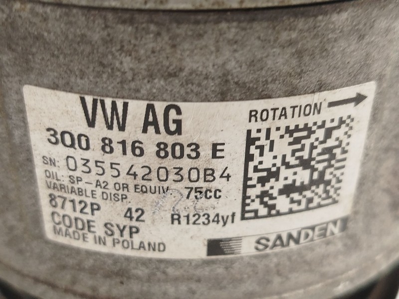 Recambio de compresor aire acondicionado para seat arona style referencia OEM IAM 3Q0816803E  8712P