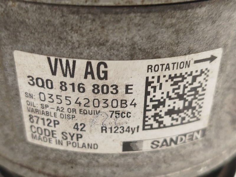 Recambio de compresor aire acondicionado para seat arona style referencia OEM IAM 3Q0816803E  8712P