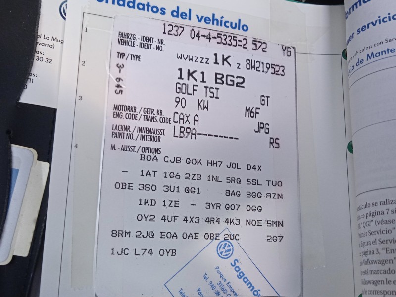 volkswagen golf v (1k1) del año 2008