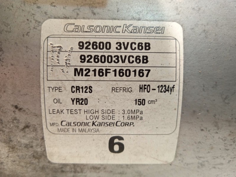 Recambio de compresor aire acondicionado para nissan juke (f15) 1.5 dci referencia OEM IAM 926003VC6B  