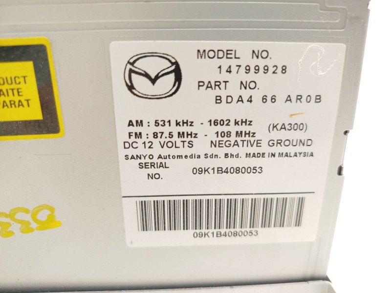 Recambio de sistema audio / radio cd para mazda 3 lim. (bl) active referencia OEM IAM BDA466AR0B  14799928