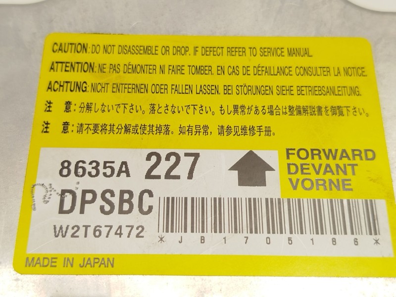 Recambio de centralita airbag para peugeot ion electric referencia OEM IAM 8635A227  W2T67472