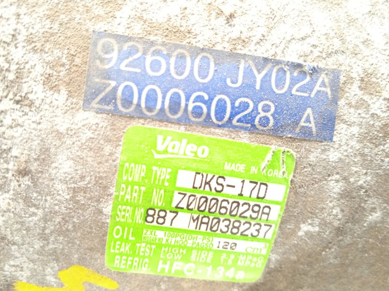 Recambio de compresor aire acondicionado para renault koleos privilege referencia OEM IAM 92600JY02A  