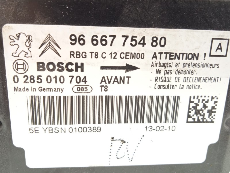 Recambio de centralita airbag para peugeot 5008 (0u_, 0e_) 1.6 hdi referencia OEM IAM 9666775480  0285010704