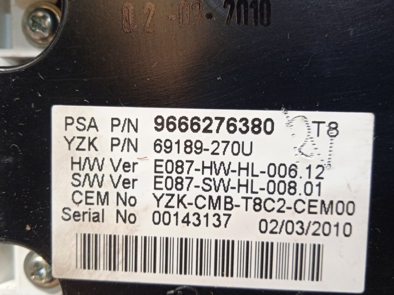 Recambio de cuadro instrumentos para peugeot 5008 (0u_, 0e_) 1.6 hdi referencia OEM IAM 9666276380 9666247580 