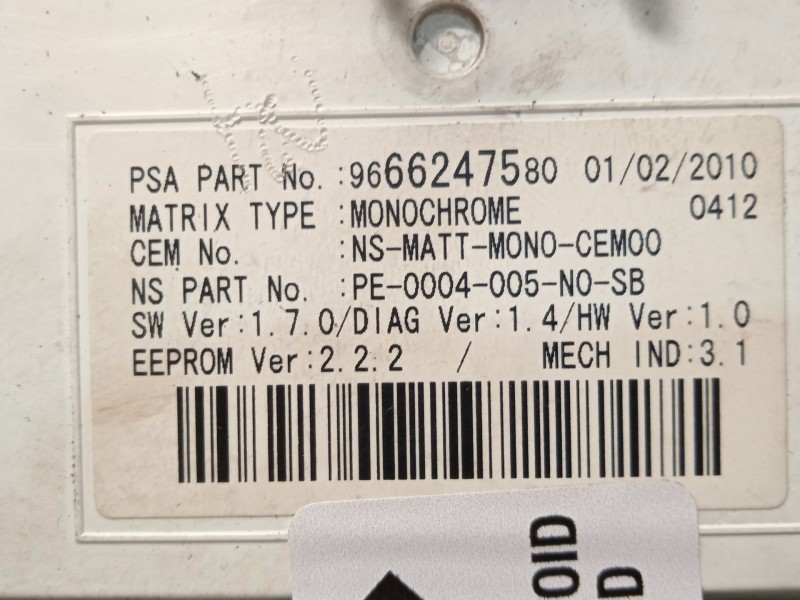 Recambio de cuadro instrumentos para peugeot 5008 (0u_, 0e_) 1.6 hdi referencia OEM IAM 9666276380 9666247580 