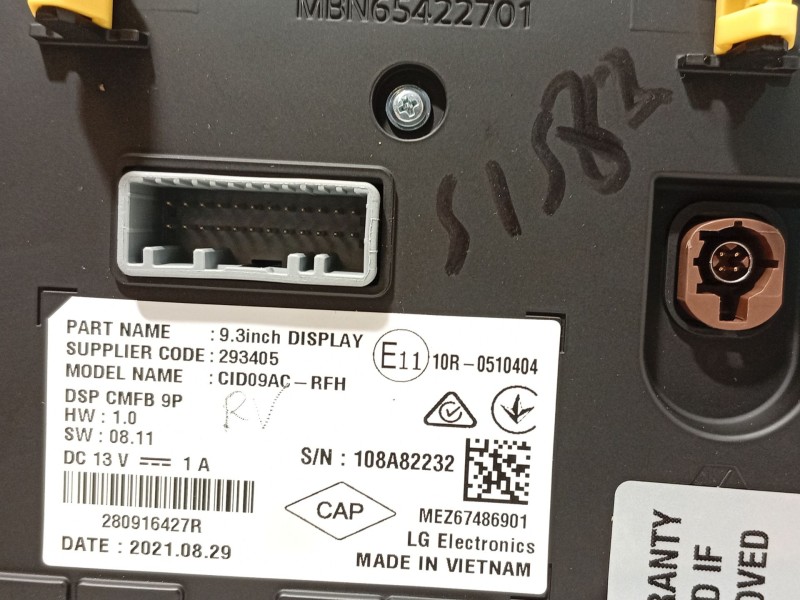 Recambio de pantalla multifuncion para renault captur ii zen referencia OEM IAM 280916427R  