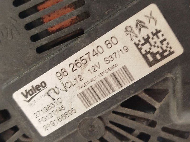 Recambio de alternador para peugeot rifter 1.2 puretech 110 referencia OEM IAM 9826574080 2719831C FG12T145