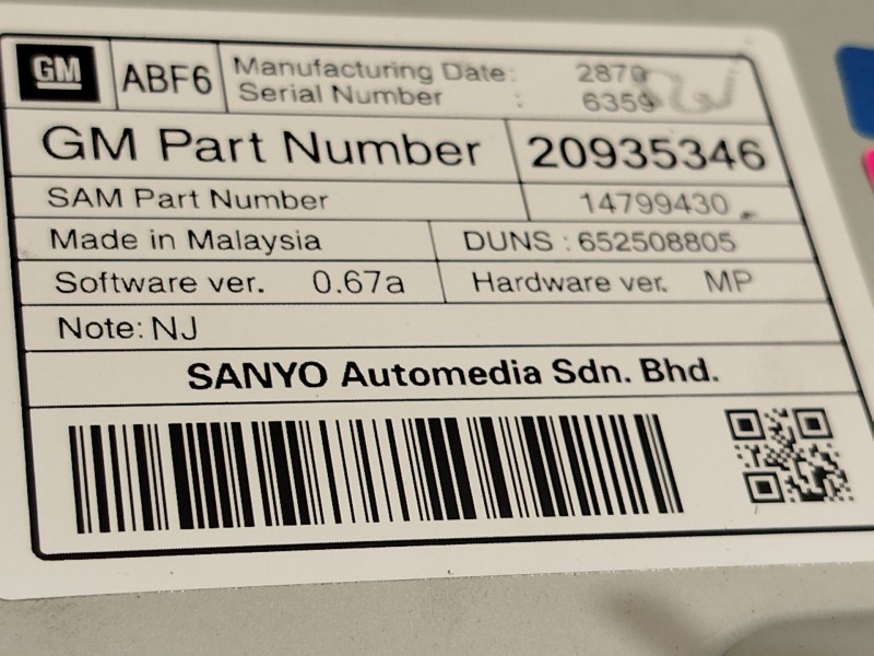 Recambio de pantalla multifuncion para chevrolet cruze (j300) 2.0 cdi referencia OEM IAM 20935346  