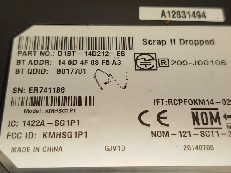 Recambio de modulo electronico para ford focus iii 1.0 ecoboost referencia OEM IAM D1BT14D212EB 2117587 