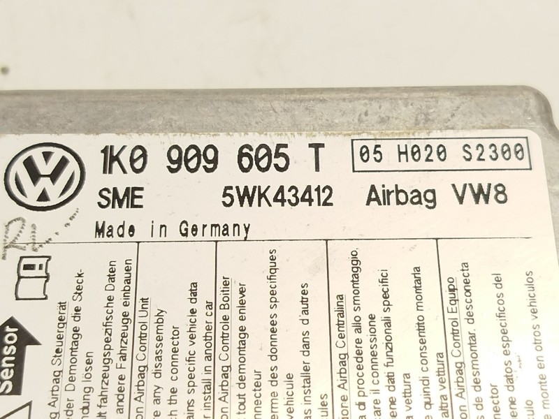 Recambio de centralita airbag para volkswagen golf v (1k1) 1.4 tsi referencia OEM IAM 1K0909605T 1K0909605T037 5WK43412