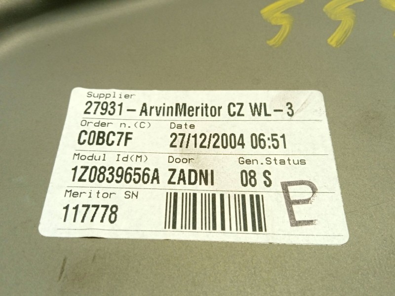 Recambio de elevalunas trasero derecho para skoda octavia ii (1z3) 1.9 tdi referencia OEM IAM 1Z0839656A 995933109 