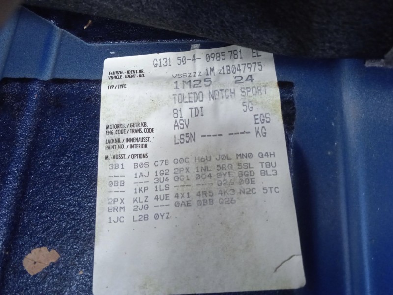 seat toledo ii (1m2) del año 2002