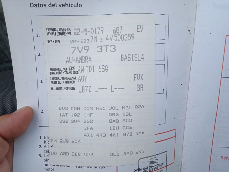 seat alhambra (7v8, 7v9) del año 2003