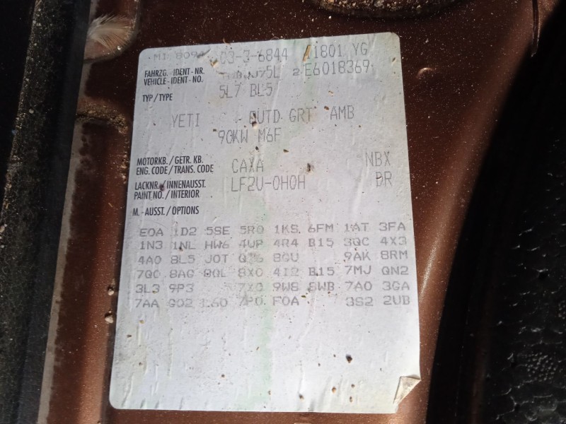 skoda yeti (5l) del año 2014