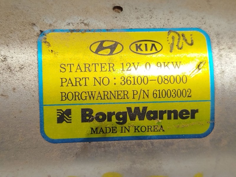 Recambio de motor arranque para kia stonic (ybcuv) 1.0 tgdi cat referencia OEM IAM 3610008000  61003002