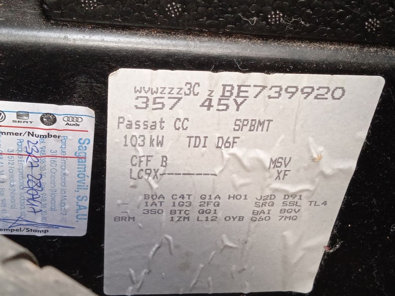 volkswagen passat cc b6 (357) del año 2011