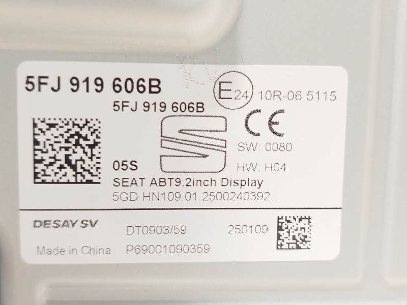 Recambio de pantalla multifuncion para seat ibiza v (kj1, kjg) 1.0 tsi referencia OEM IAM 5FJ919606B  